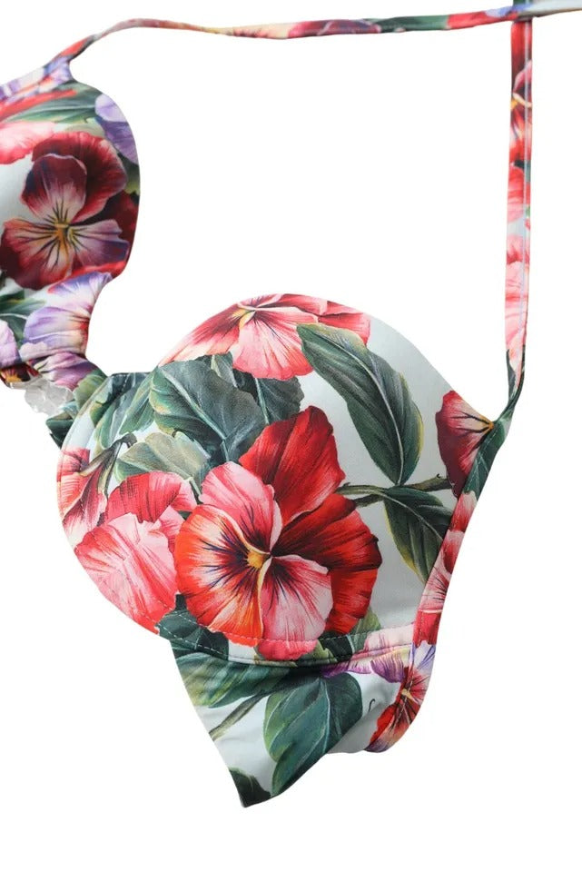 Multicolor Floral Swimwear Top Push Up Bikini