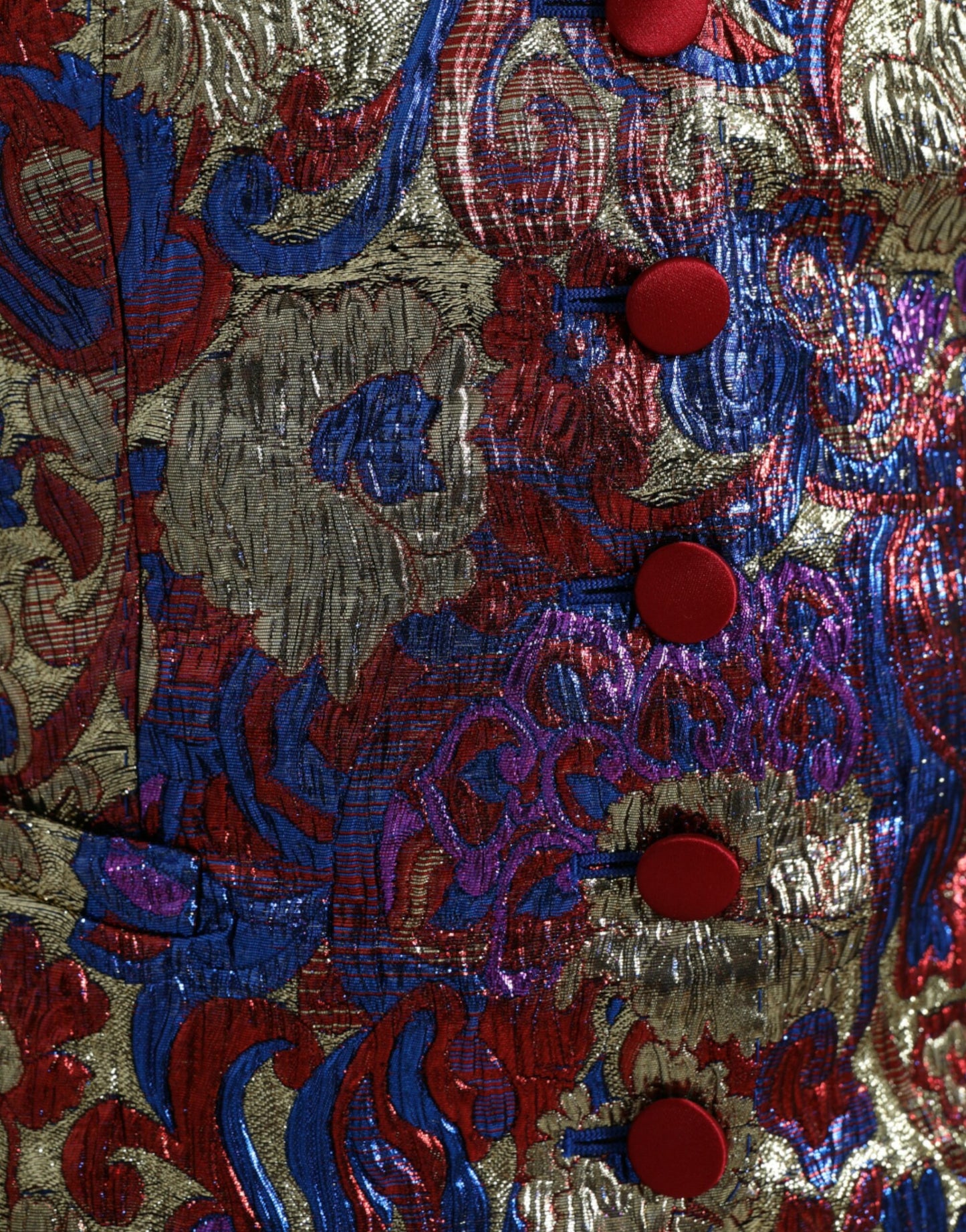 Multicolor Floral Print Jacquard Waistcoat Vest