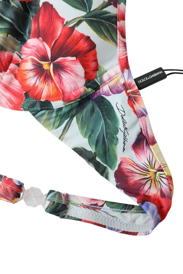 Multicolor Floral Swimwear Top Push Up Bikini