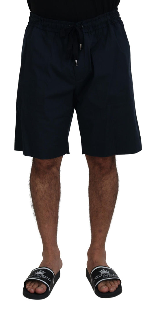 Elegant Blue Cotton Blend Shorts