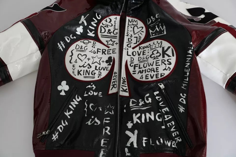 Black Bordeaux Hooded Leather DG King of Love Jacket
