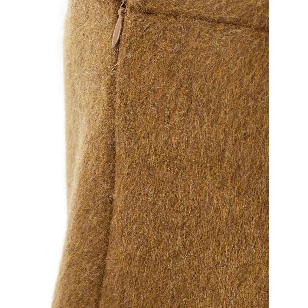 Elegant Wool Midi Skirt in Brown