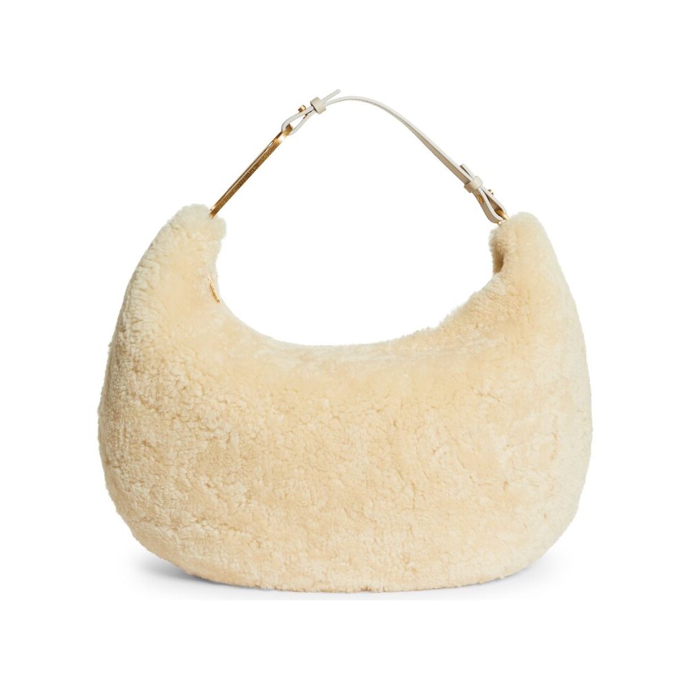 Cream Shearling Wool Chic Shoulder Bag